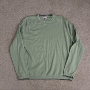 Vtg Banana Republic Men Sweater Long Sleeve Cotton Light Green Crewneck Pullover